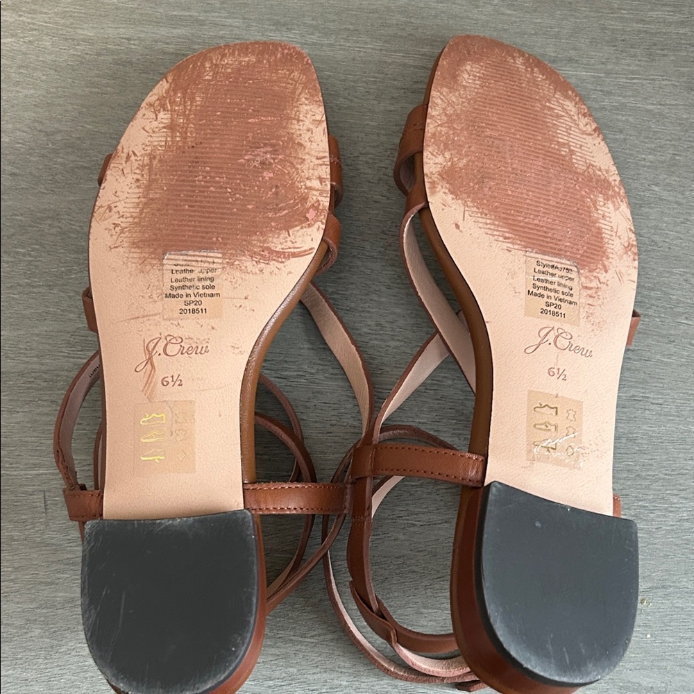J. Crew Women's Leather Toe Ring Strappy Sandals 6.5 Excellent Condition Brown - Picture 6 of 10
